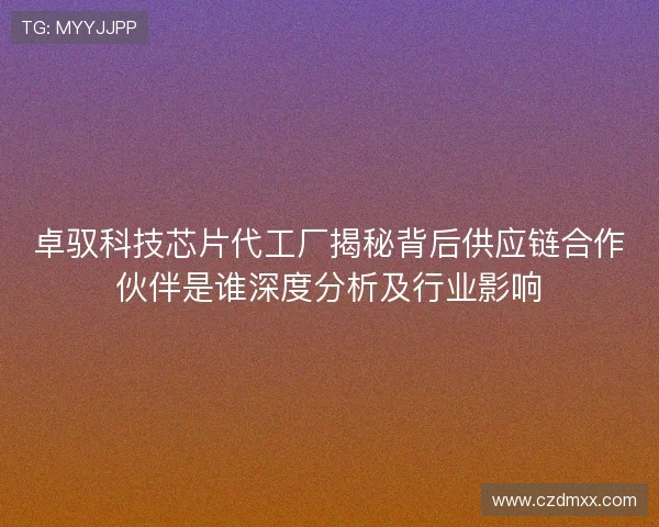 卓驭科技芯片代工厂揭秘背后供应链合作伙伴是谁深度分析及行业影响
